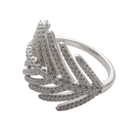 925 Sterling Silver Stone Studded Leaf Shape Ring For Girls And Women