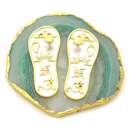 925 Sterling Silver 24kt Gold Plated Ram Charan Paduka