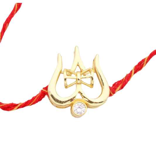 925 Sterling Silver 24kt Gold Plated Trishul Damaru Design Rakhi cum Pendant for Brother