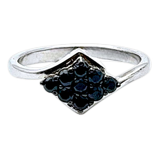 Silver Ring With Black Stone for Girls/Women