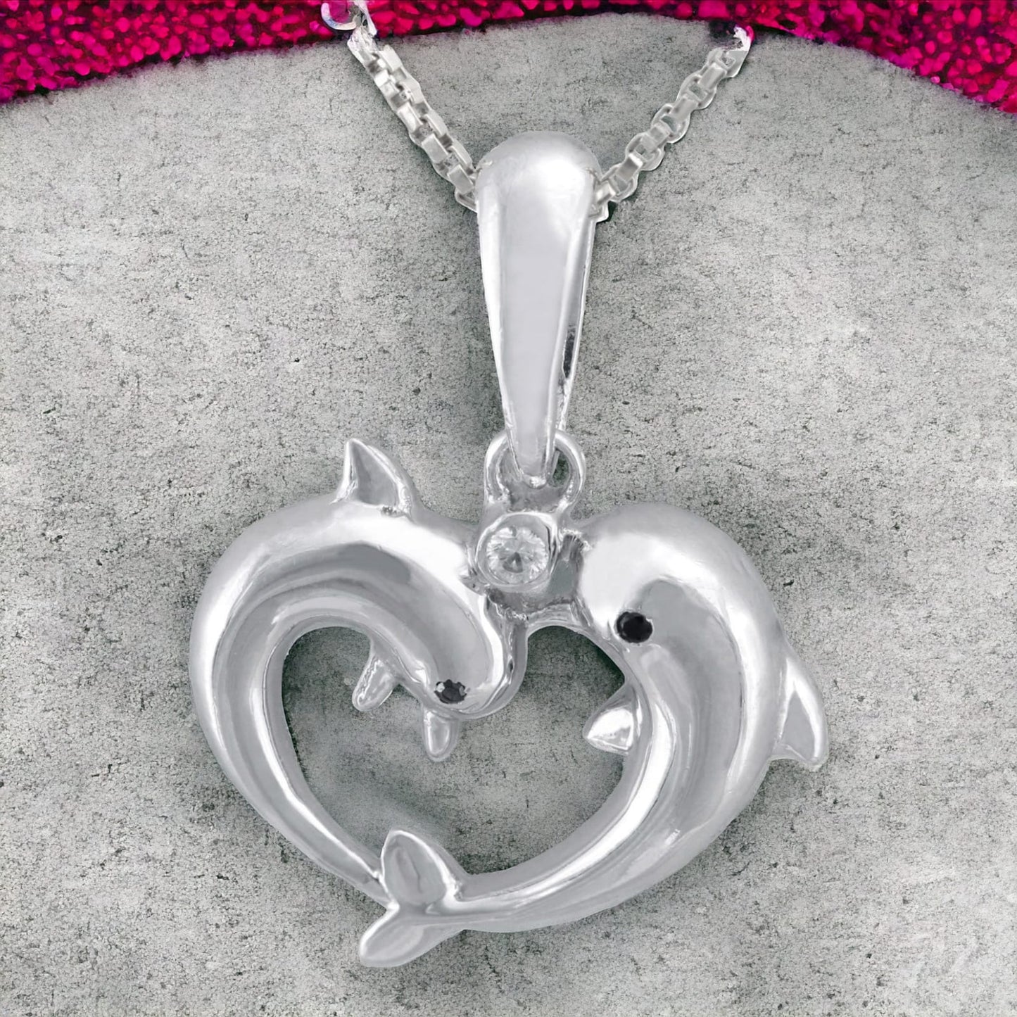 925 Sterling Silver Double Dolphin Pendant For Girls And Women