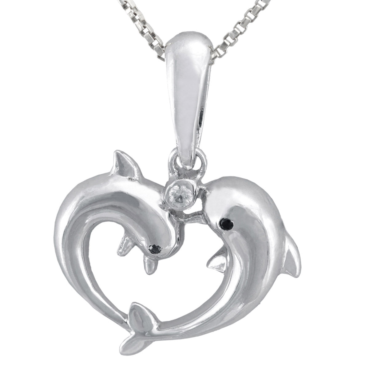 925 Sterling Silver Double Dolphin Pendant For Girls And Women