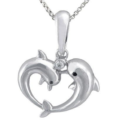 925 Sterling Silver Double Dolphin Pendant For Girls And Women