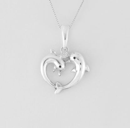 925 Sterling Silver Double Dolphin Pendant For Girls And Women