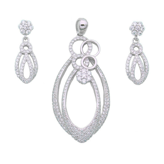 925 Sterling Silver Leaf Design Pendant Set For Girls And Women