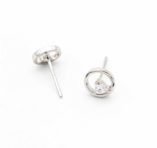 925 Sterling Silver Heart In Circle Shape Earring Stud For Girls And Women