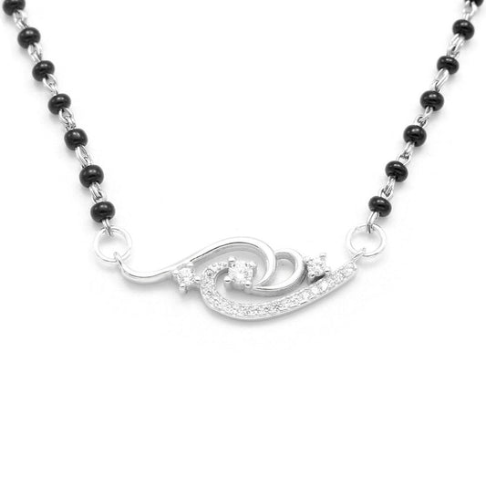 925 Sterling Silver Curved Shape Mangalsutra For Women