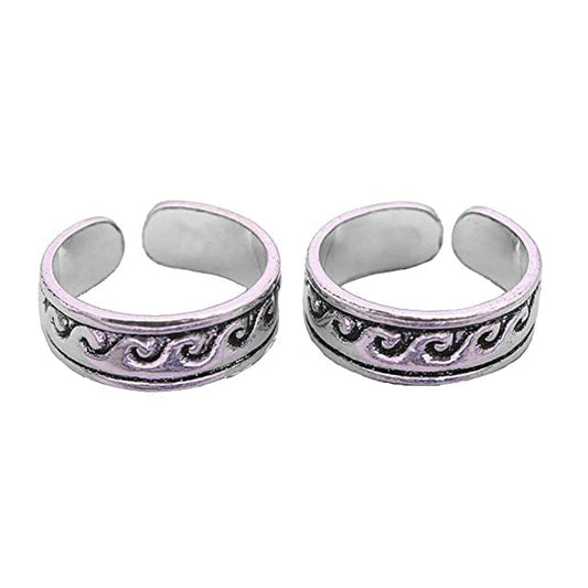 925 Sterling Silver Wave Design Band Toe Ring For Women