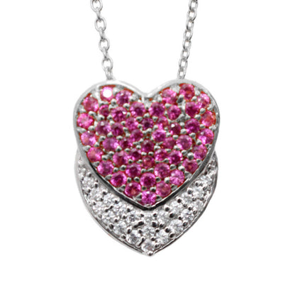 925 Sterling Silver Double Heart Pendant For Girls And Women