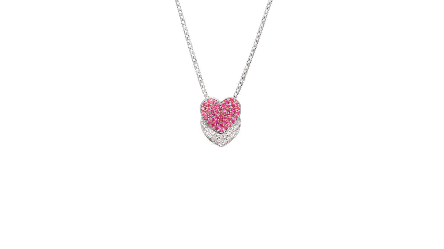 925 Sterling Silver Double Heart Pendant For Girls And Women