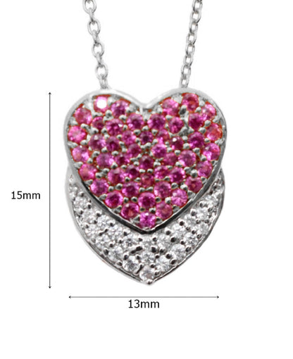 925 Sterling Silver Double Heart Pendant For Girls And Women