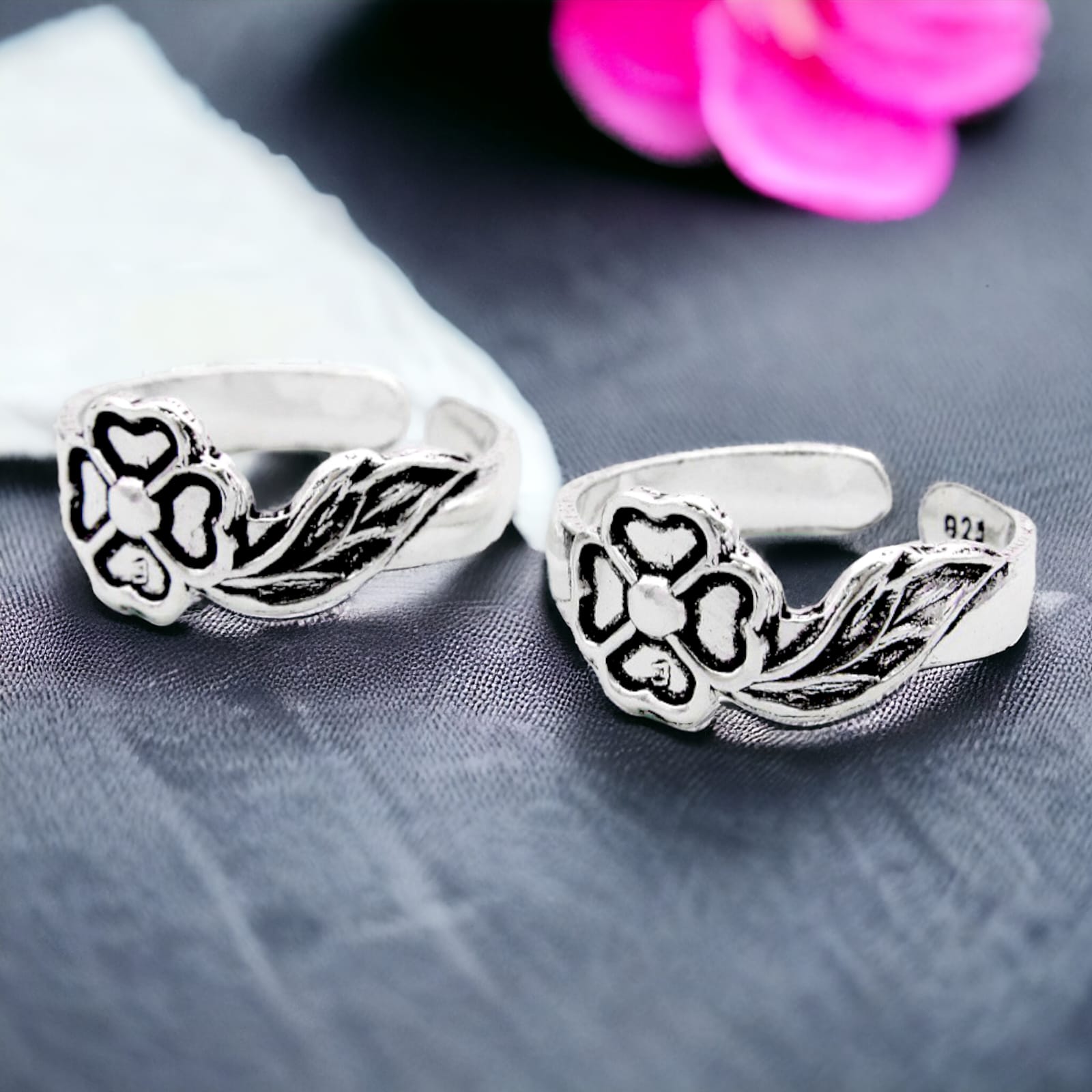 925 Sterling Silver Leaf Design Toe Ring For Women