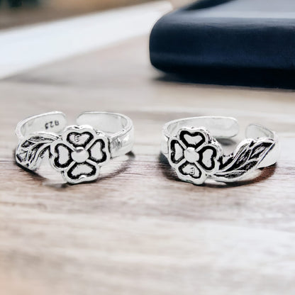 925 Sterling Silver Leaf Design Toe Ring For Women