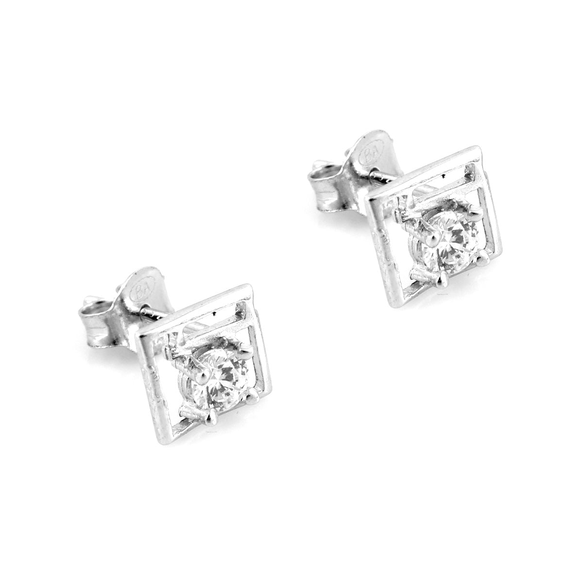 925 Sterling Silver Stone In Square Earring Stud For Girls And Women