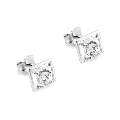 925 Sterling Silver Stone In Square Earring Stud For Girls And Women