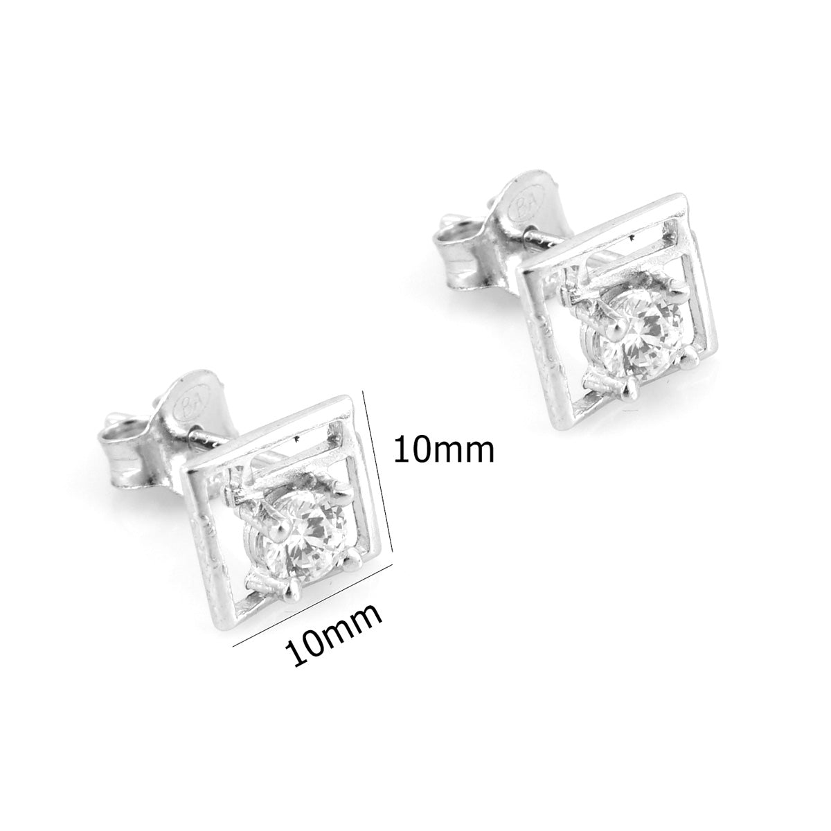 925 Sterling Silver Stone In Square Earring Stud For Girls And Women