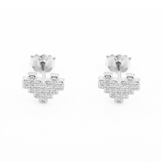 LBV 925 sterling silver heart shape earring stud