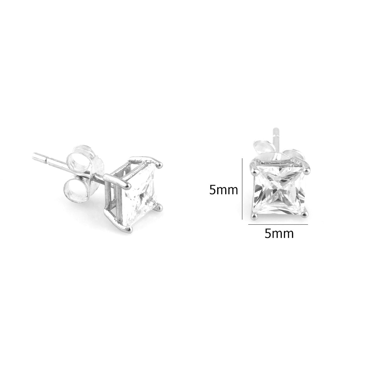 925 Sterling Silver Square Shape Earring Stud For Girls And Women