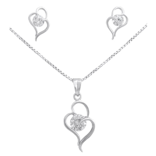 925 Sterling Silver Drop Design Pendant Set For Girls And Women