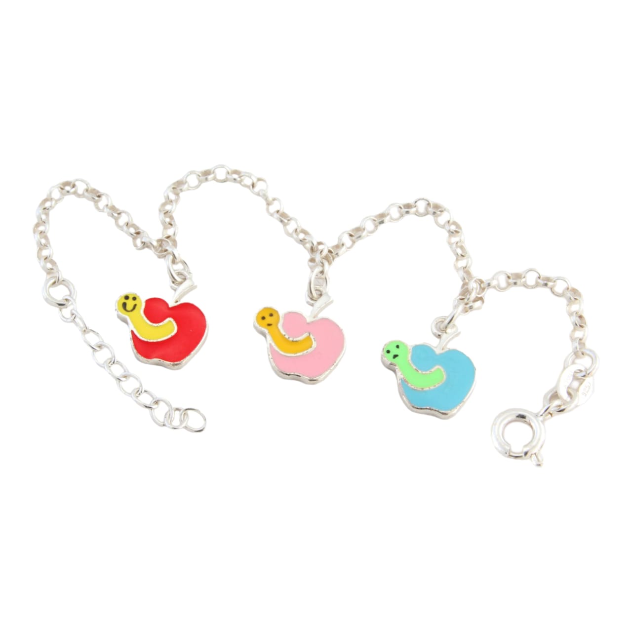 925 Sterling Silver Multi-colour Apple Bracelet