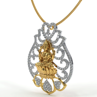 925 Sterling Silver Gold Plated Laxmi Ji Pendant For Girls And Women