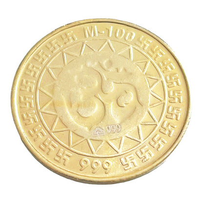 999 Silver Laxmi Ganesha Gold Plated Coin For Diwali And Dhanteras