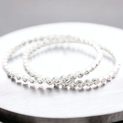 925 Sterling Swarovski Silver Bangle Bracelet For Girls and Women