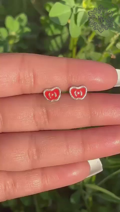 Red Color Apple Earring For Kids Girls