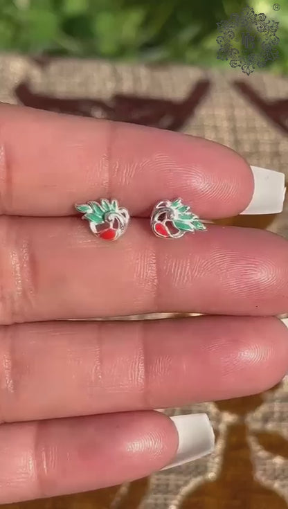 Peacock Shape Enamel Earring For Kids Girls