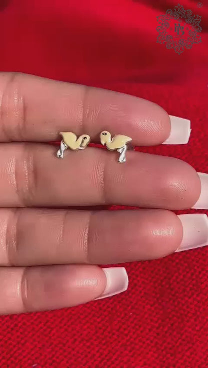 Off White Enamel Swan Shape Earring For Kids Girls