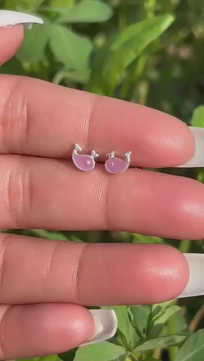 Purple Whale Shape Earrings For Kids Girls