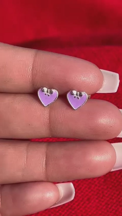 Enamel Heart Shape With Knot Earring For Kids Girls