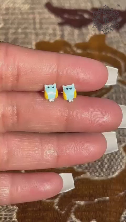 Owl With Yellow Wings Earring For Kids Girls