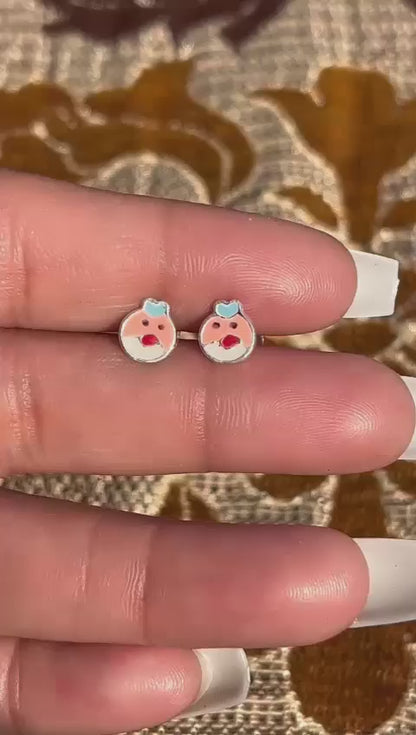 Multicolor Hairs Angry Bird Shape Earring For Kids Girls